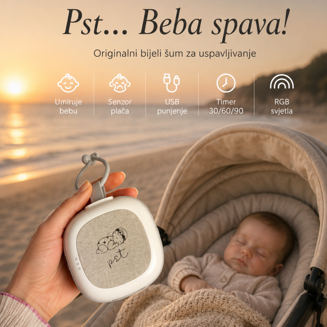 Pst II bijeli šum za uspavljivanje bebe Pst II uređaj za bijeli šum za bebin san