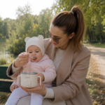 Mama hrani bebu iz Papi prijenosnoog grijača hrane